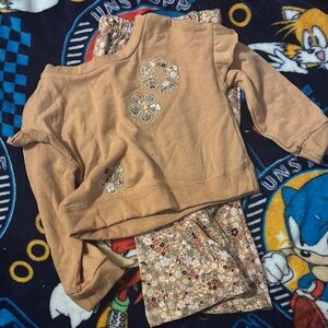 Floral Tan Kids Top